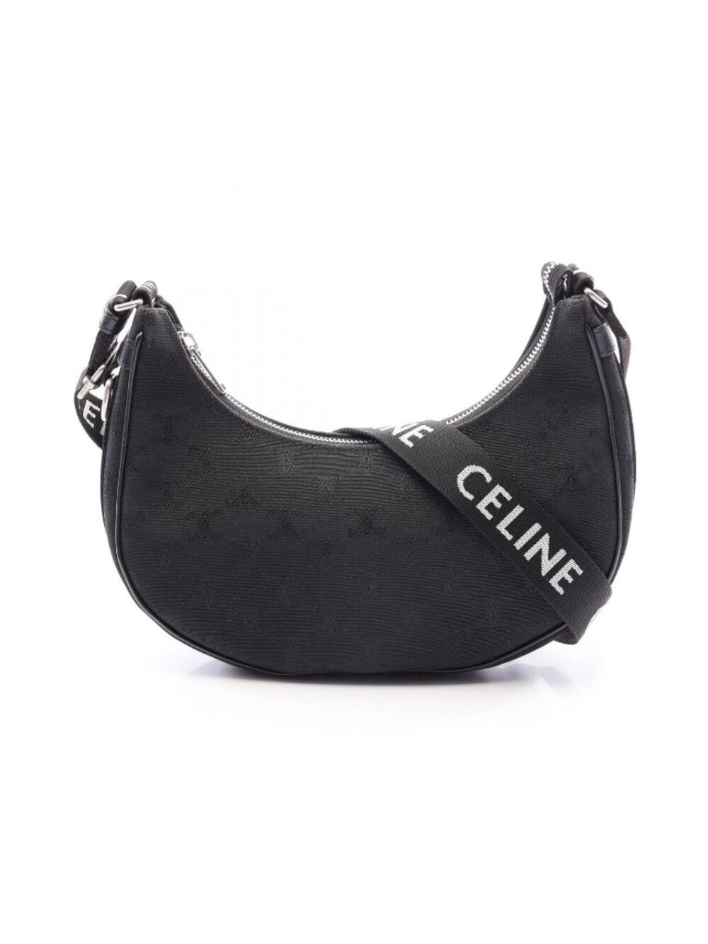 Celine Shoulder Bag Medium Ava Triomphe Black Canvas Leather